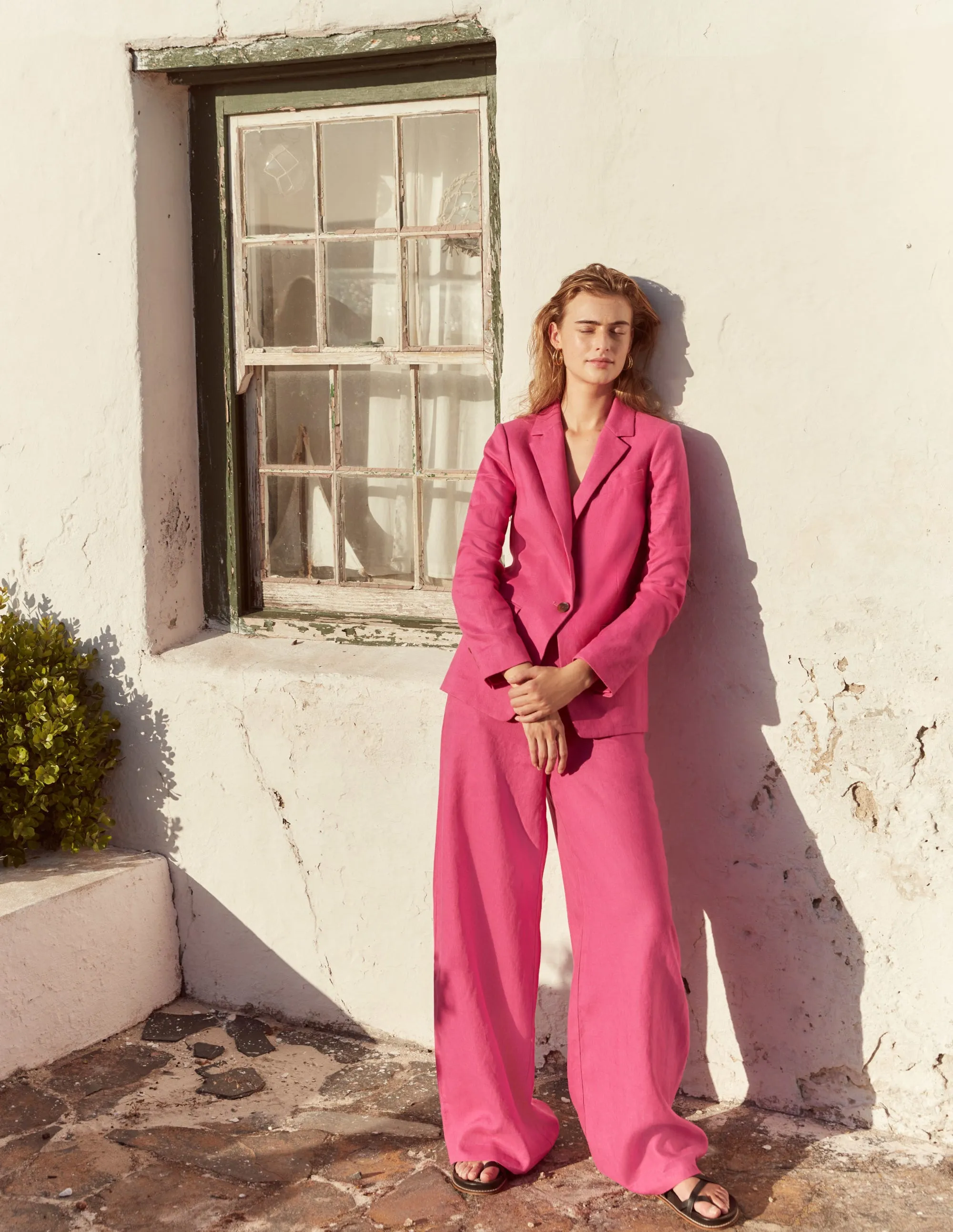 Highbury Linen Trousers-Rose Violet