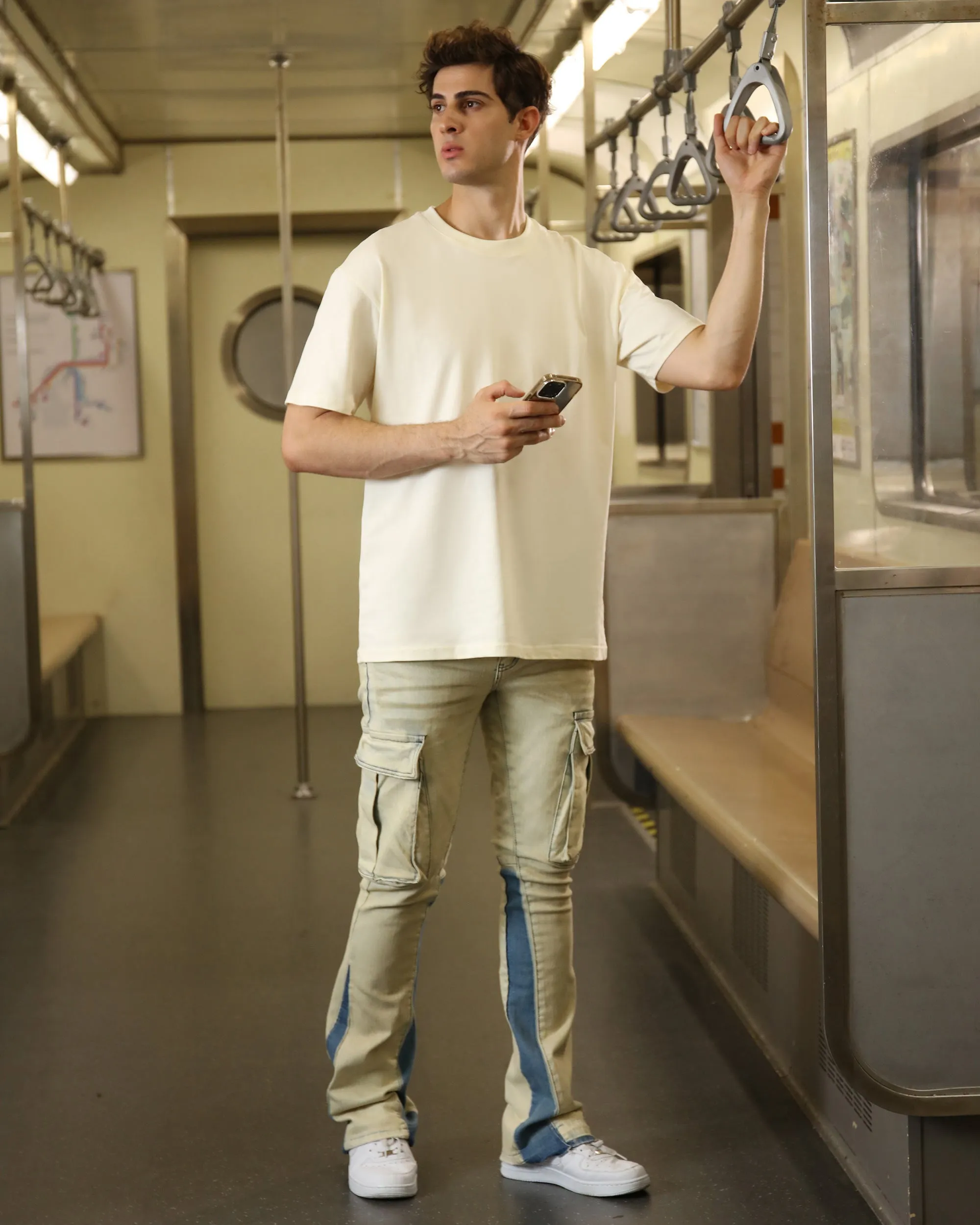 Industrial Wasteland Style Blue Cargo Jeans