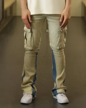 Industrial Wasteland Style Blue Cargo Jeans
