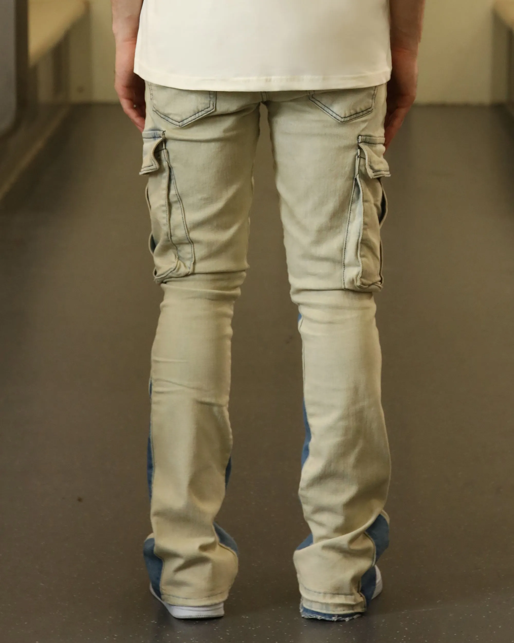 Industrial Wasteland Style Blue Cargo Jeans