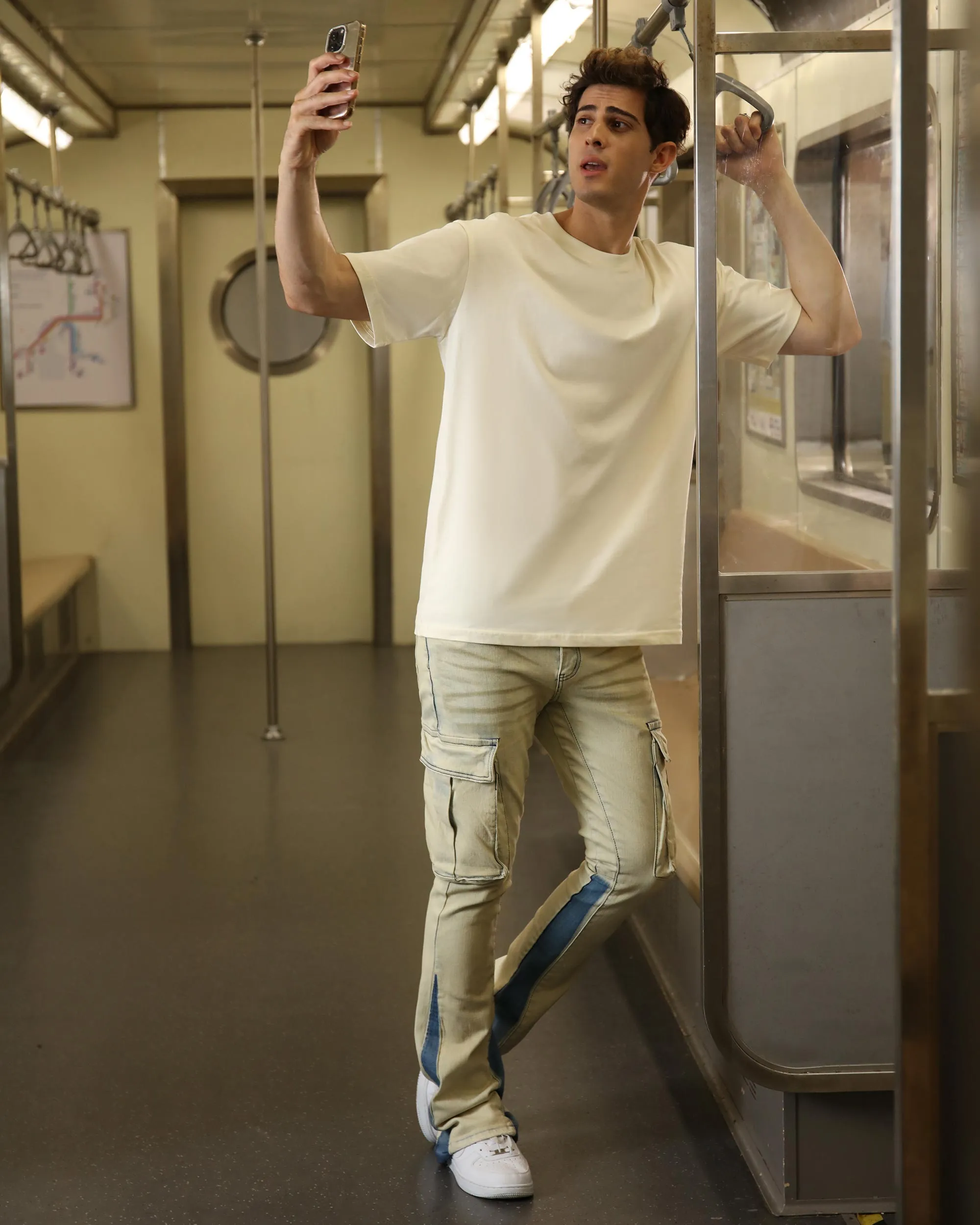 Industrial Wasteland Style Blue Cargo Jeans