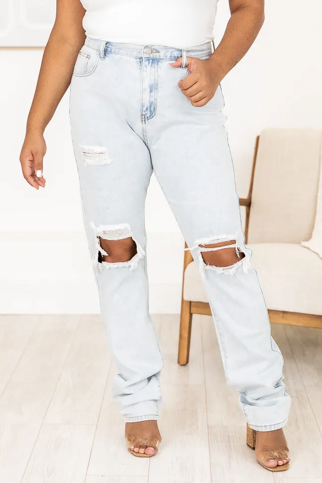 Jacey Light Wash Distressed Straight Leg Jeans FINAL SALE
