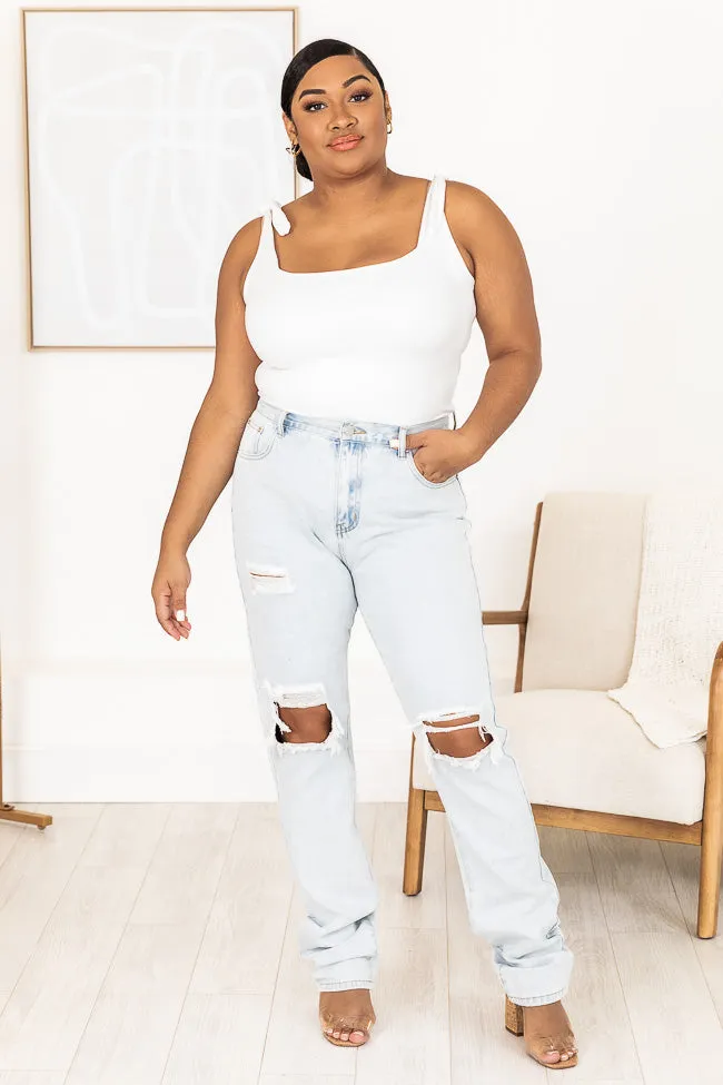 Jacey Light Wash Distressed Straight Leg Jeans FINAL SALE