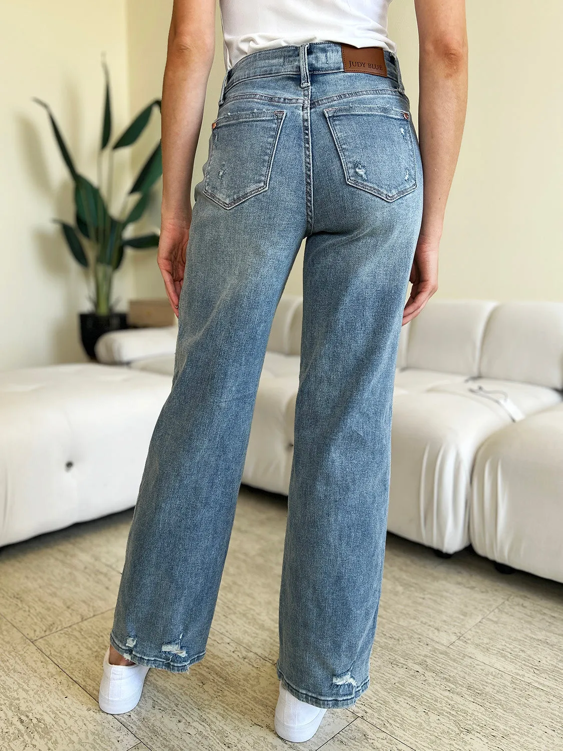 Judy Blue-High Waist Distressed Jeans. Inseam 29"