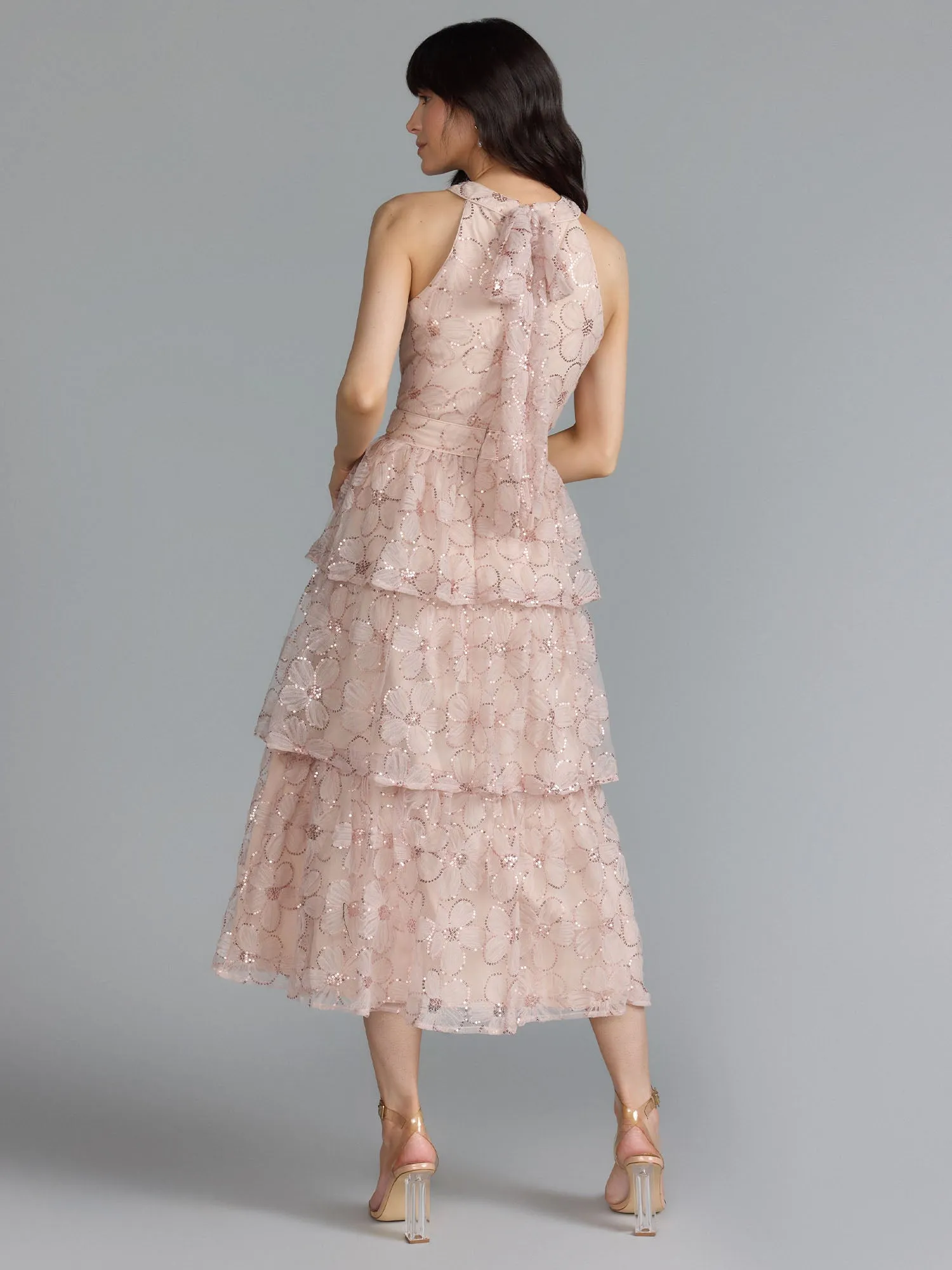 Just Me Sleeveless Floral Sequin Maxi Dress - Brands We Love