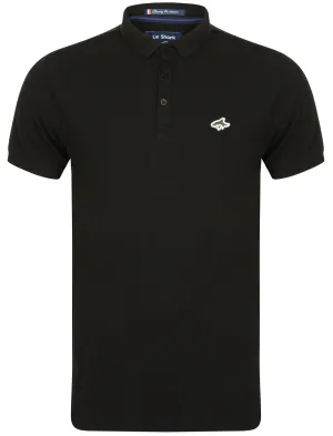 Lax Cotton Pique Polo Shirt In Black - Le Shark