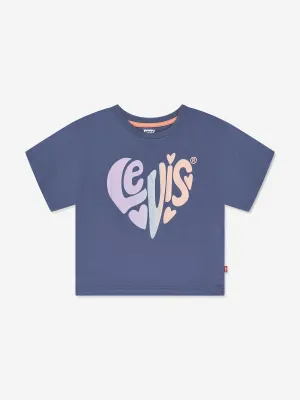 Levi's Girls Heart Oversized T-Shirt in Blue