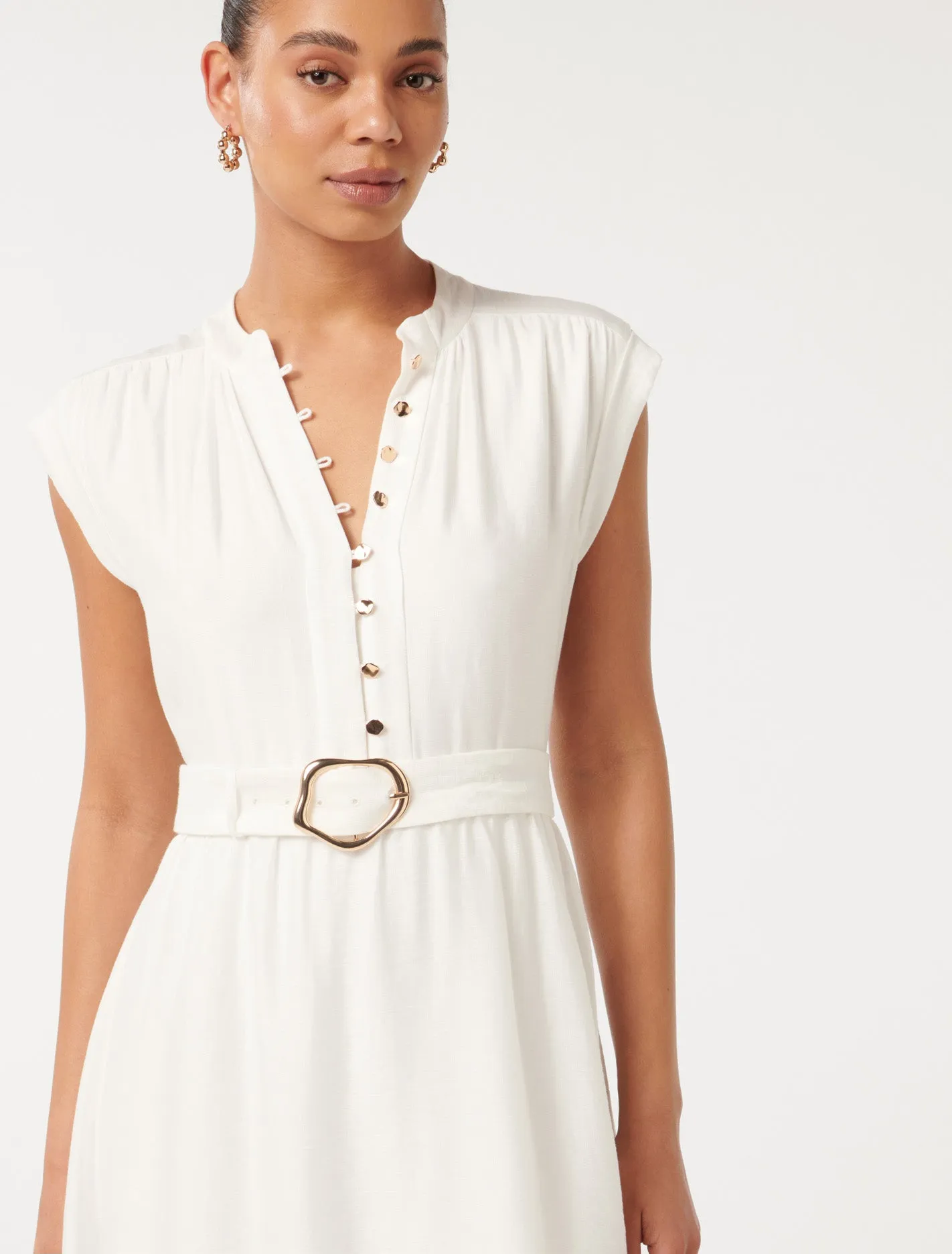Lucille Textured Belted Midi Dress