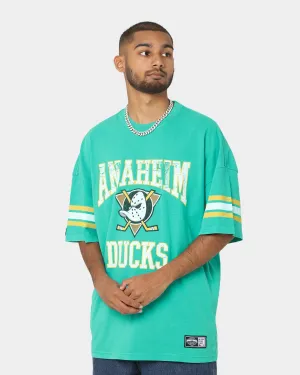 Majestic Athletic Anaheim Ducks Vintage Sport Stripe Oversized T-Shirt Faded Teal