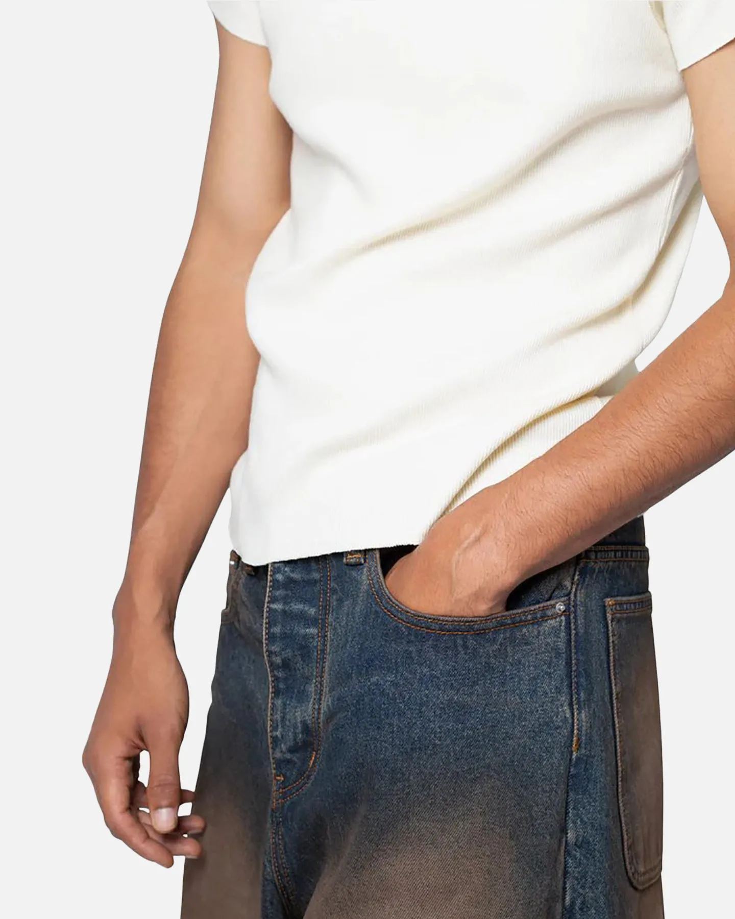 MNML Fitted Ribbed T-Shirt Off White