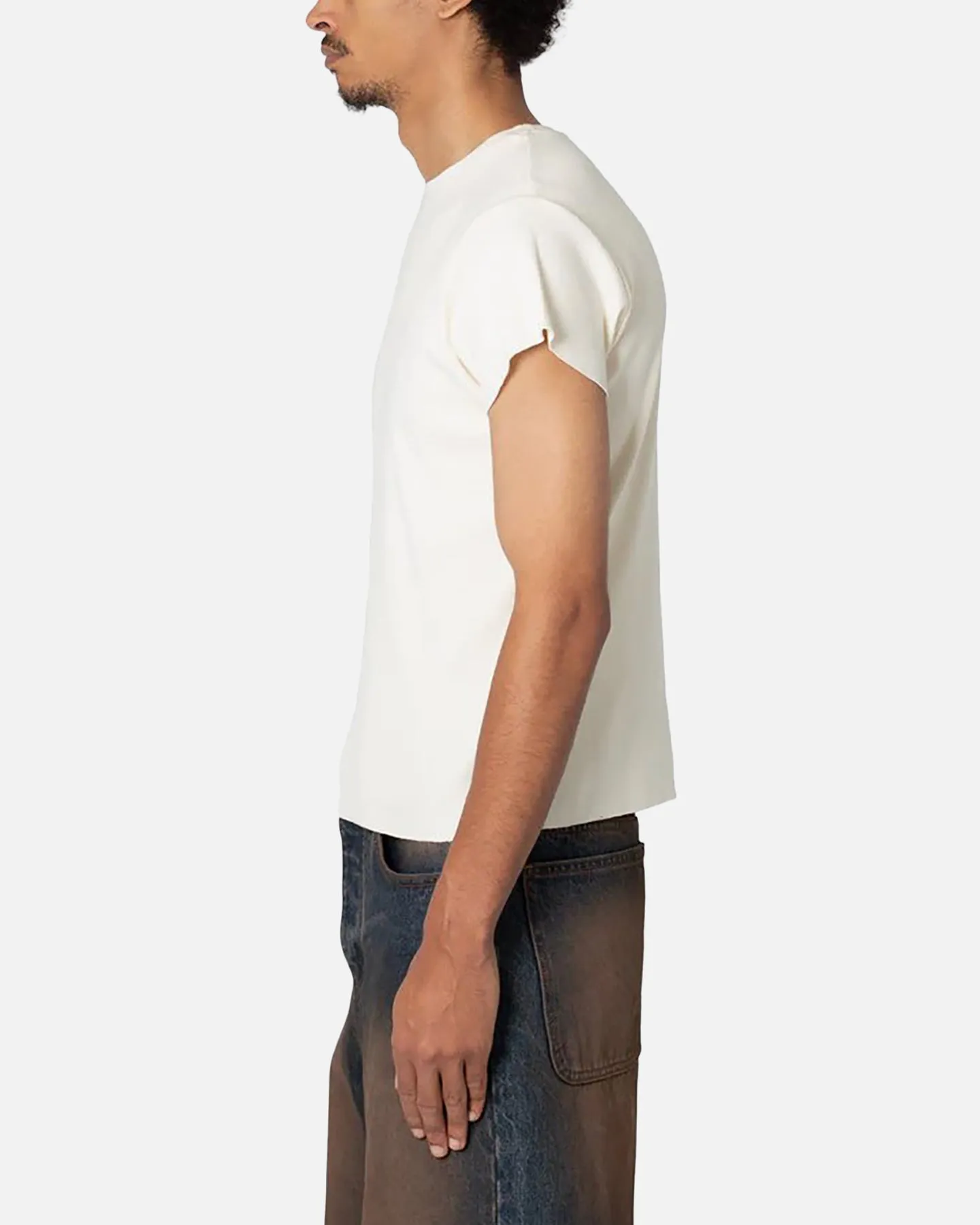 MNML Fitted Ribbed T-Shirt Off White