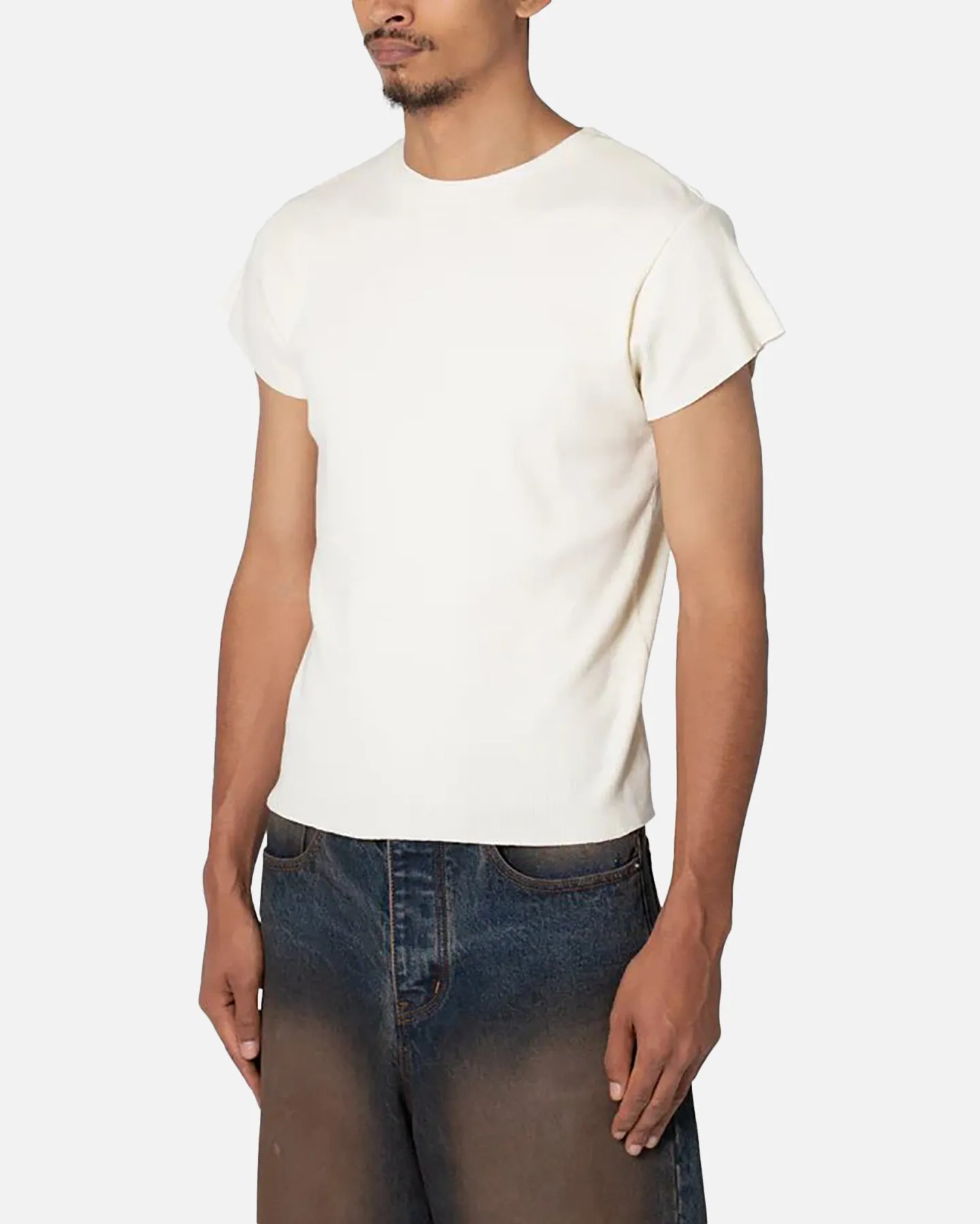 MNML Fitted Ribbed T-Shirt Off White