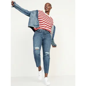 ON High Rise Mom Ripped Jeans
