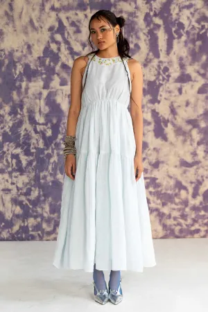 Pastel Blue Halter Neck Dress