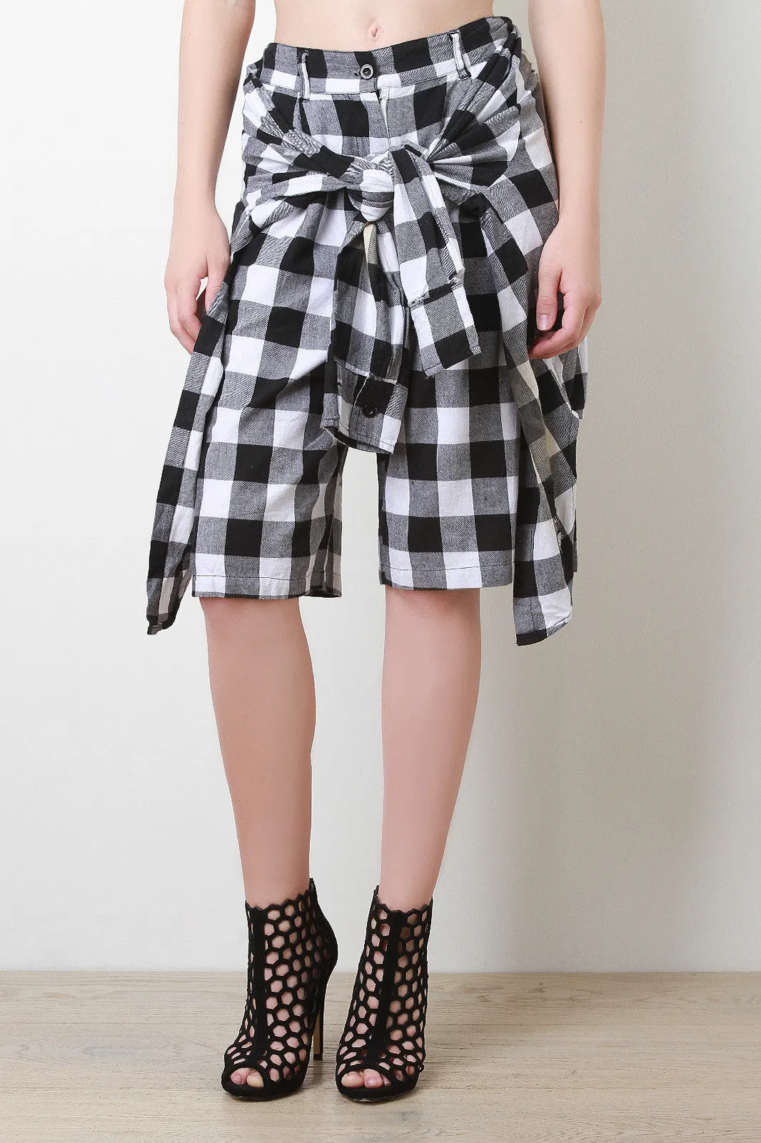 Plaid Shirt Tie Shorts