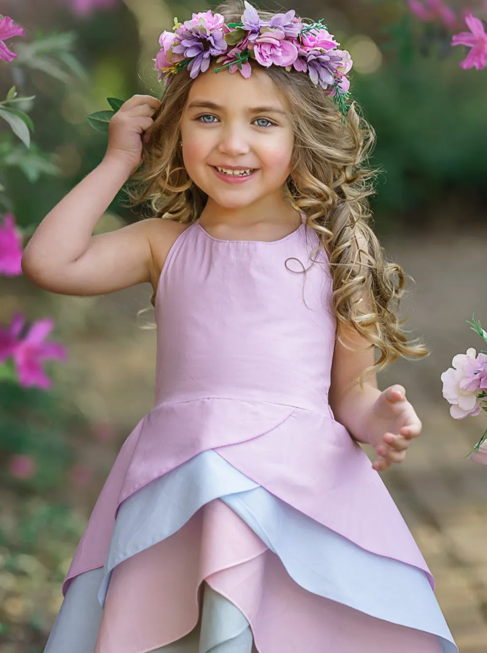 Pretty Petal Pastel Rainbow Tiered Dress