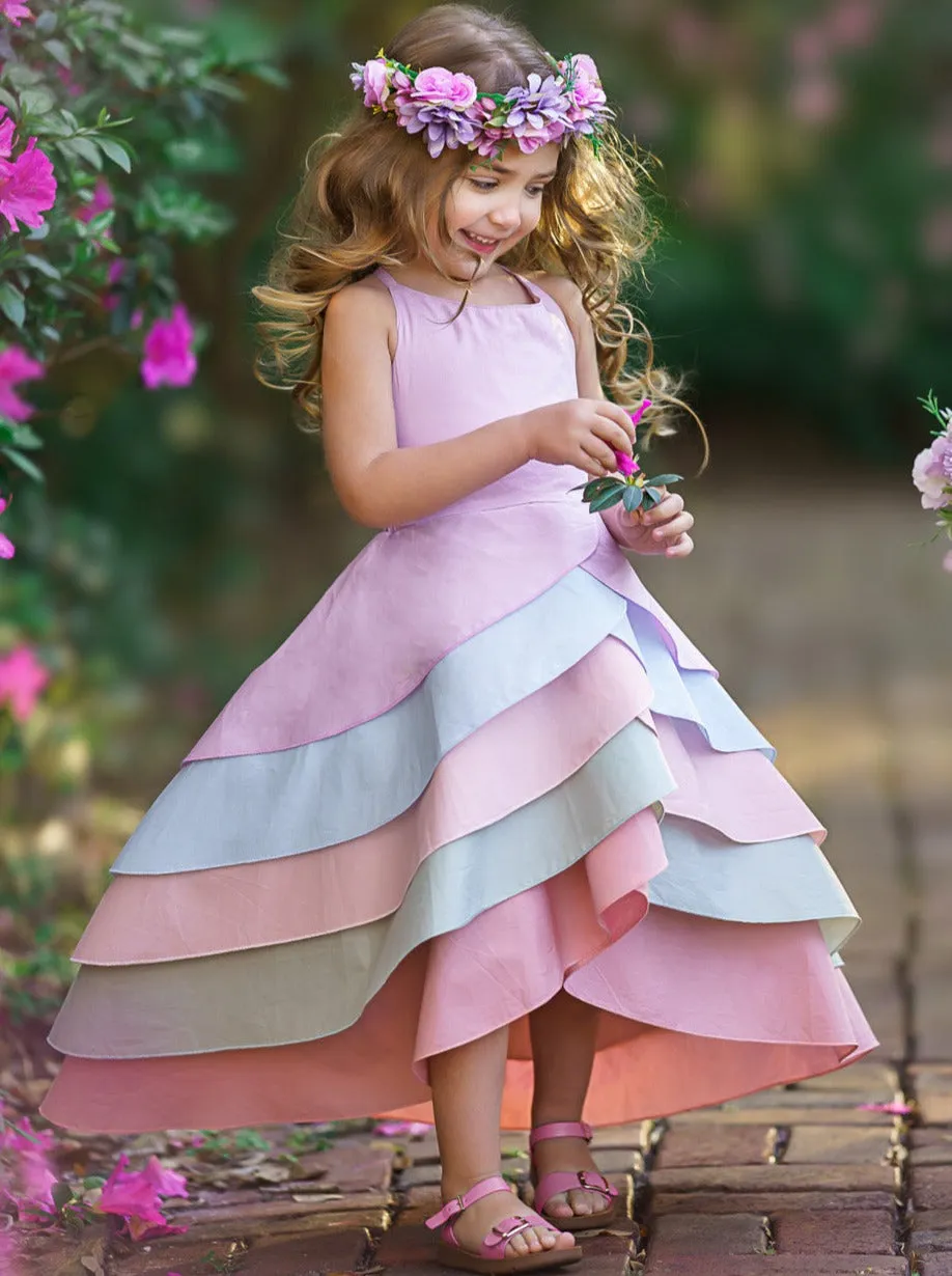 Pretty Petal Pastel Rainbow Tiered Dress