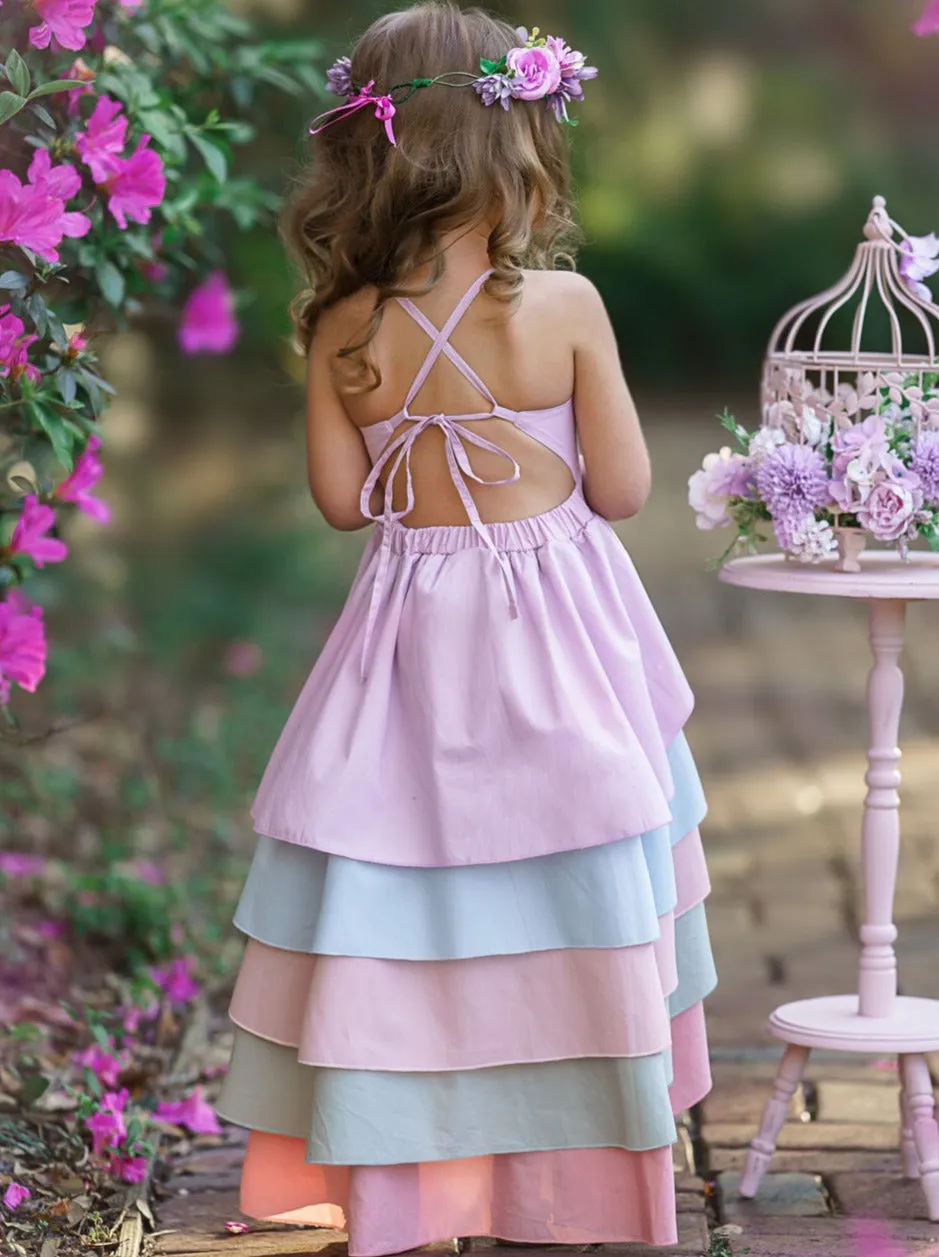 Pretty Petal Pastel Rainbow Tiered Dress