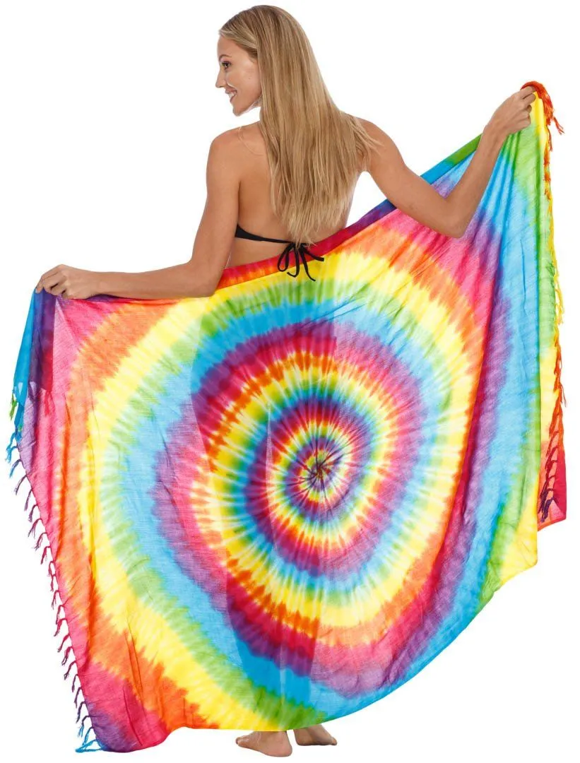 Rainbow Tie-Dye Sarong - Beach Cover-Up for Women by SHU-SHI