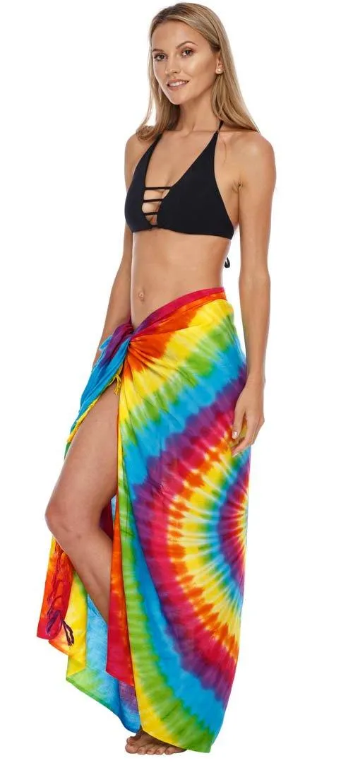 Rainbow Tie-Dye Sarong - Beach Cover-Up for Women by SHU-SHI
