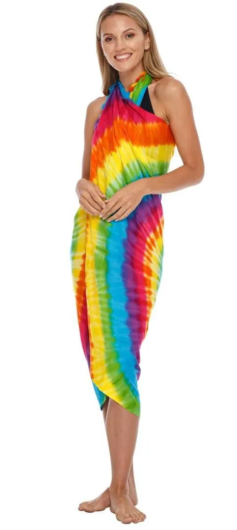 Rainbow Tie-Dye Sarong - Beach Cover-Up for Women by SHU-SHI