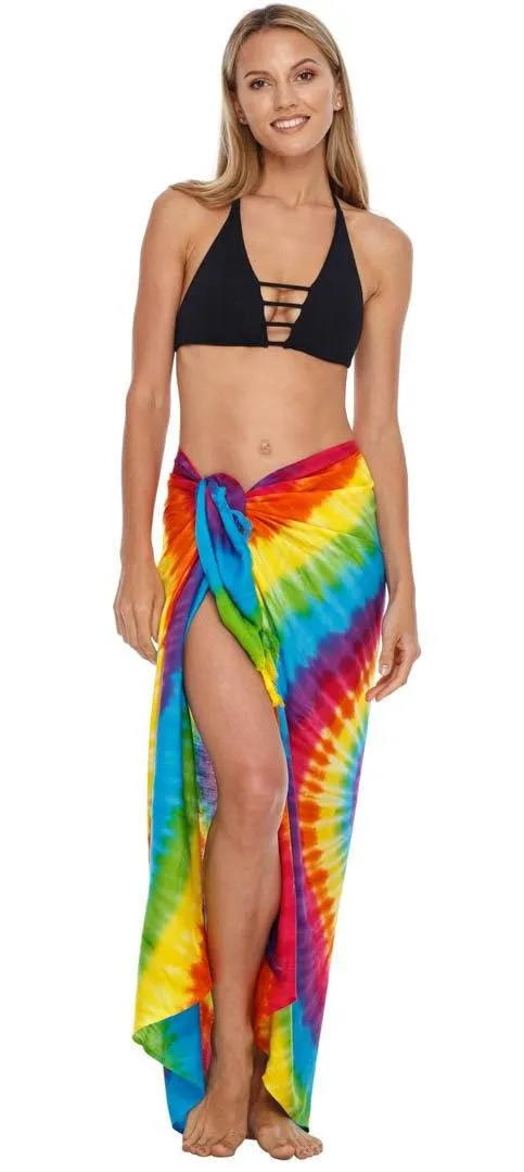 Rainbow Tie-Dye Sarong - Beach Cover-Up for Women by SHU-SHI