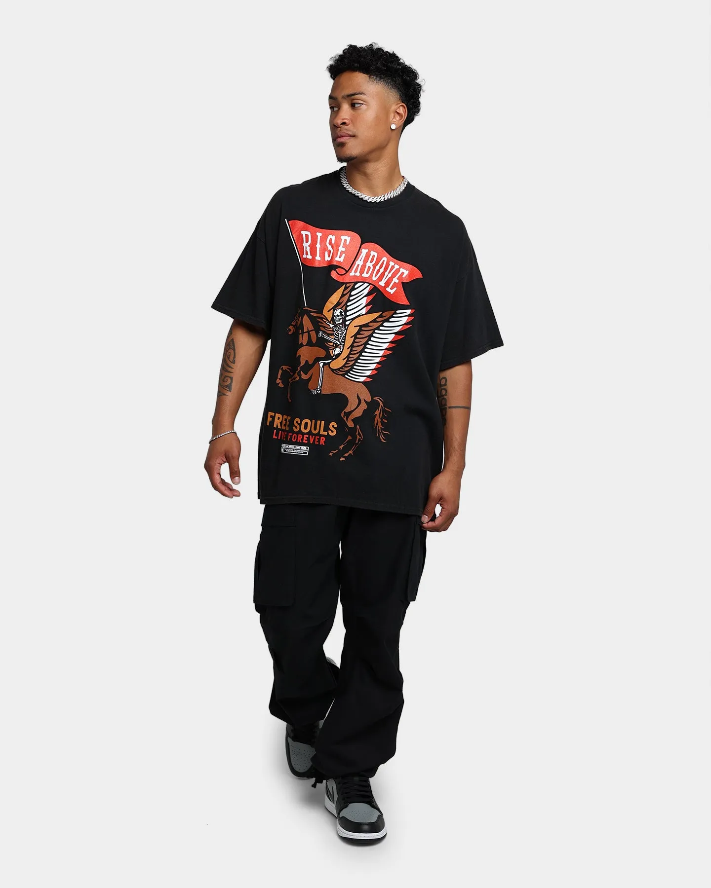 Rats Get Fat Rise Above Vintage T-Shirt Black Wash