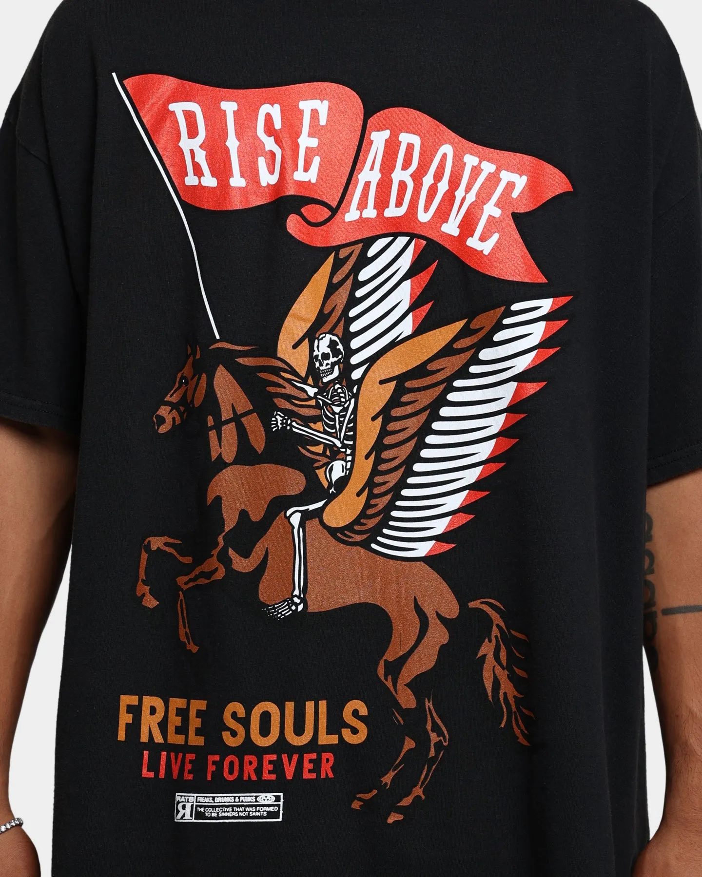 Rats Get Fat Rise Above Vintage T-Shirt Black Wash