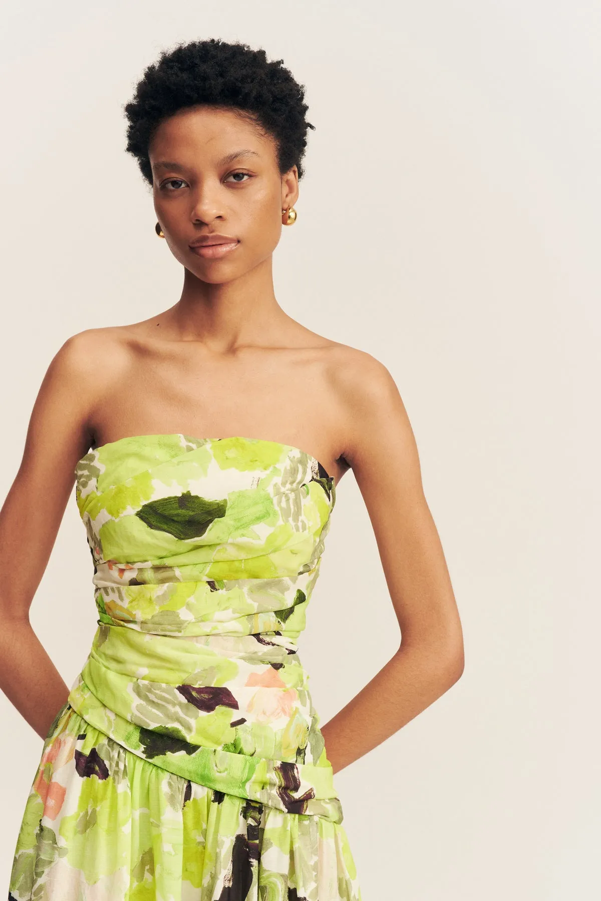 ROSCOE STRAPLESS TIERED MAXI DRESS