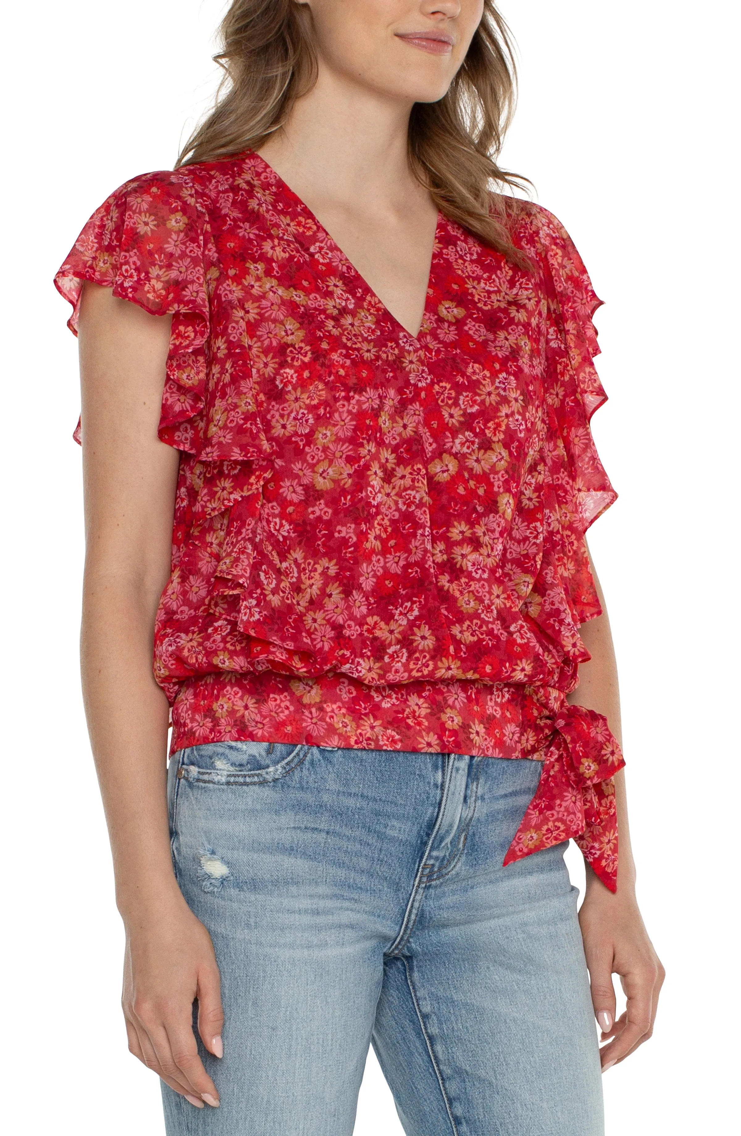 Ruffle Sleeve Front Top