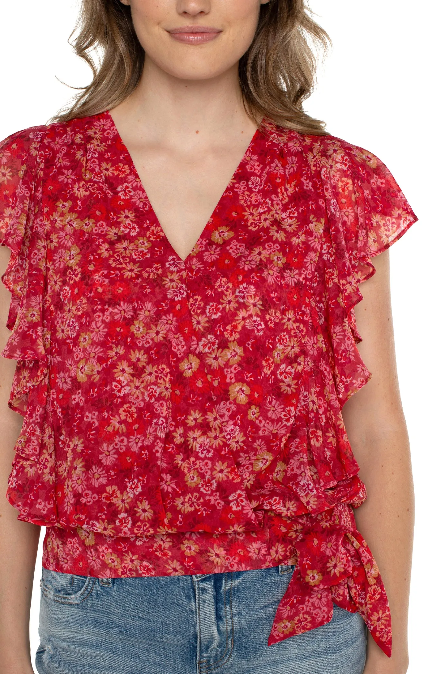 Ruffle Sleeve Front Top