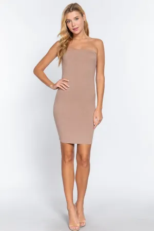 Sand Khaki Sexy Spaghetti Strap Sleeveless Cami Bodycon Mini Dress