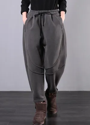 Simple gray women pants plus size clothing elastic waist drawstring Photography trousers