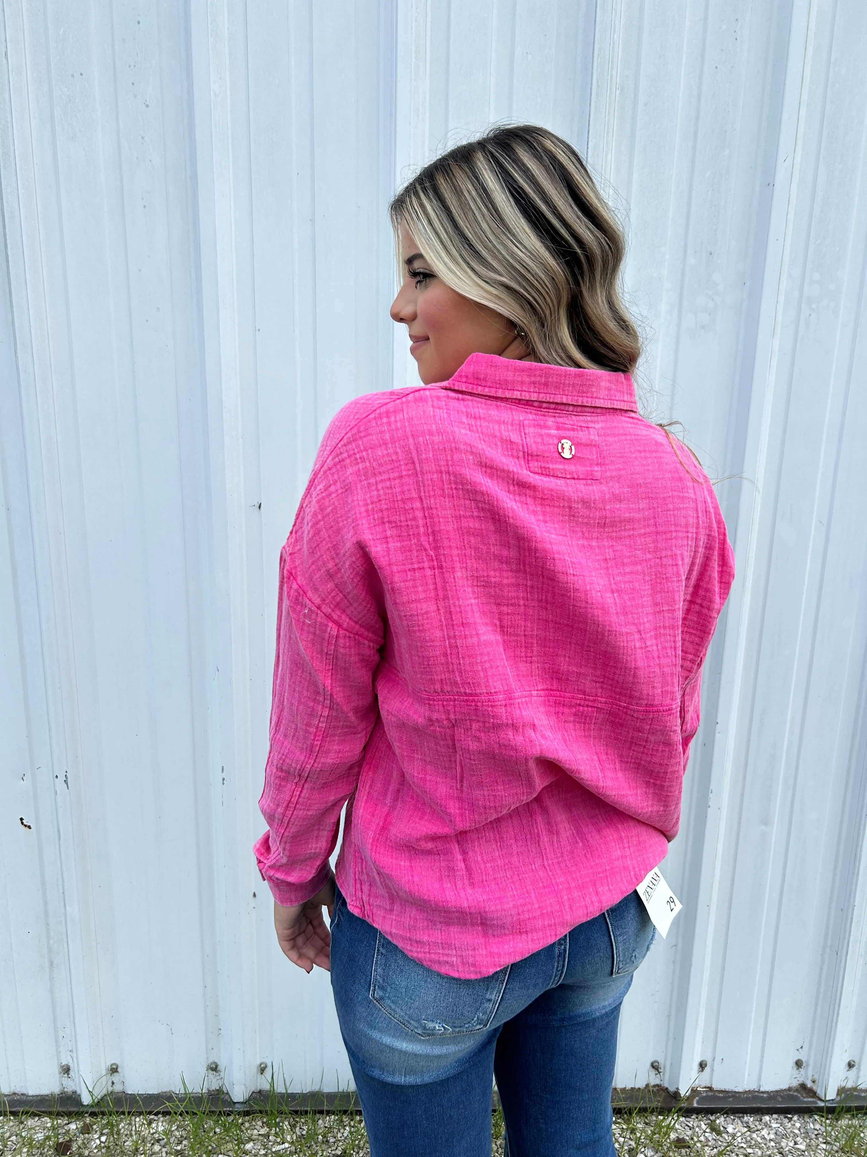 Simply Southern Hot Pink Blouse