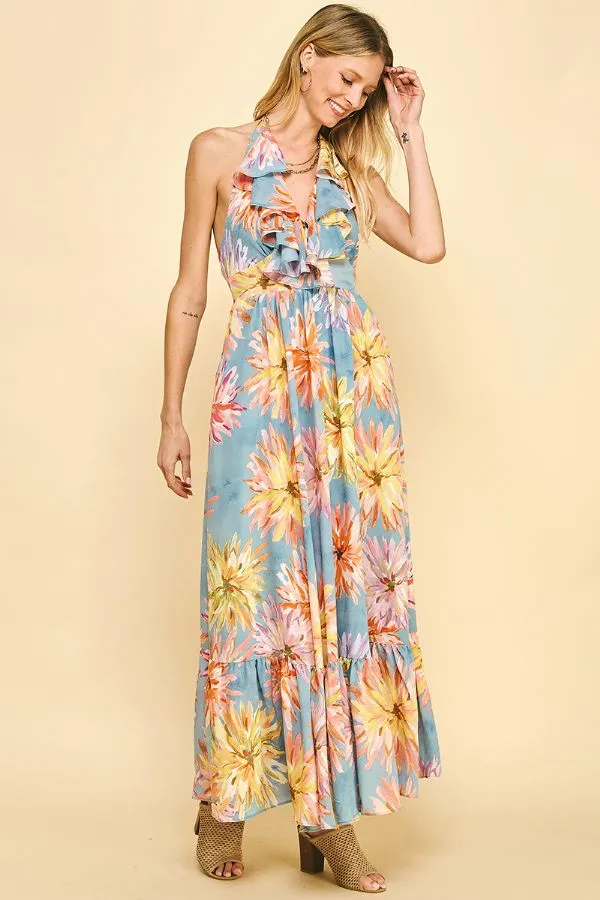 Sleeveless Floral Print Maxi Dress