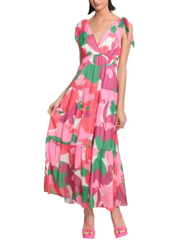 Tie Shoulder Large Floral Maxi Dress