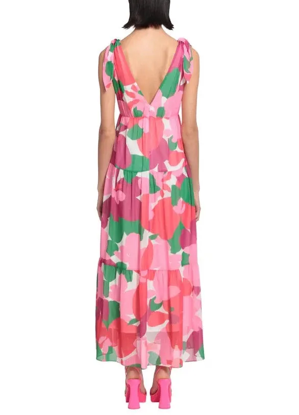 Tie Shoulder Large Floral Maxi Dress