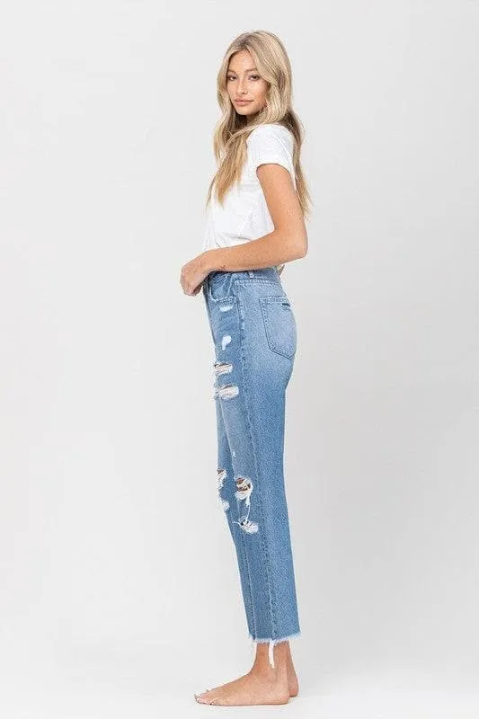VERVET by Flying Monkey Distressed Raw Hem Mom Jeans