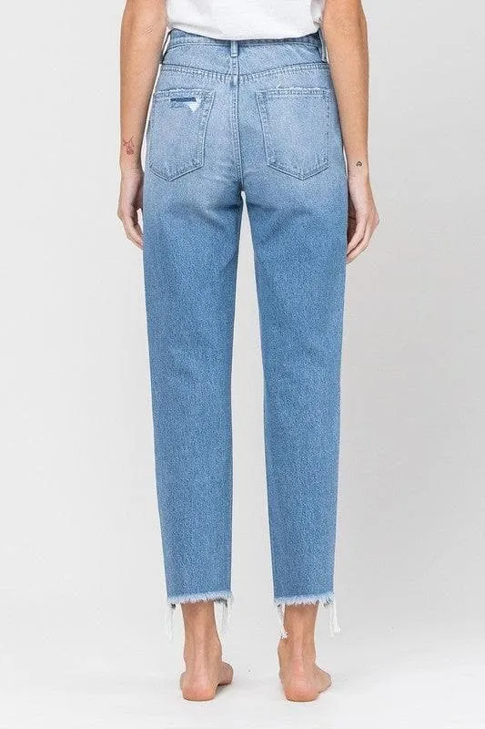 VERVET by Flying Monkey Distressed Raw Hem Mom Jeans