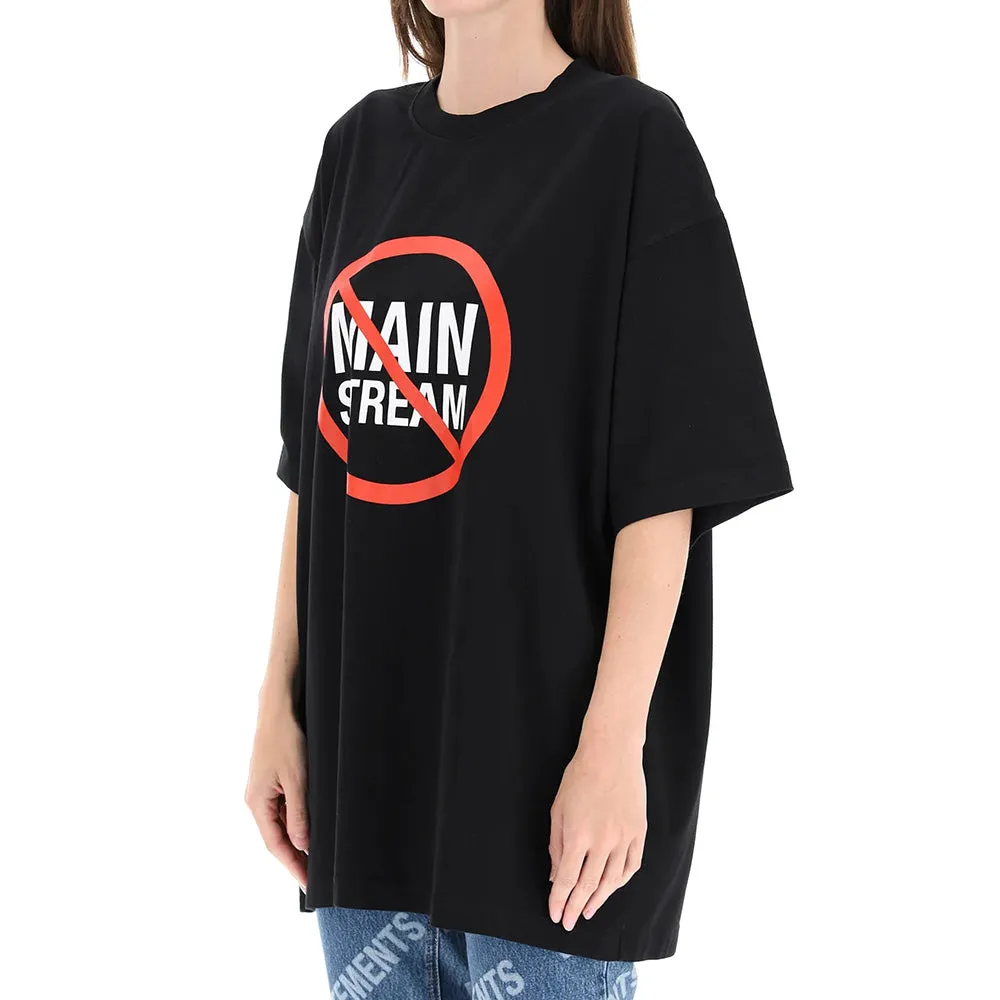 Vetements Unisex No Mainstream Cotton T-Shirt Black