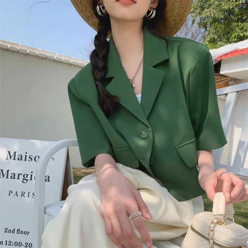 Vintage Green Cropped Cardigan Jacket Vest