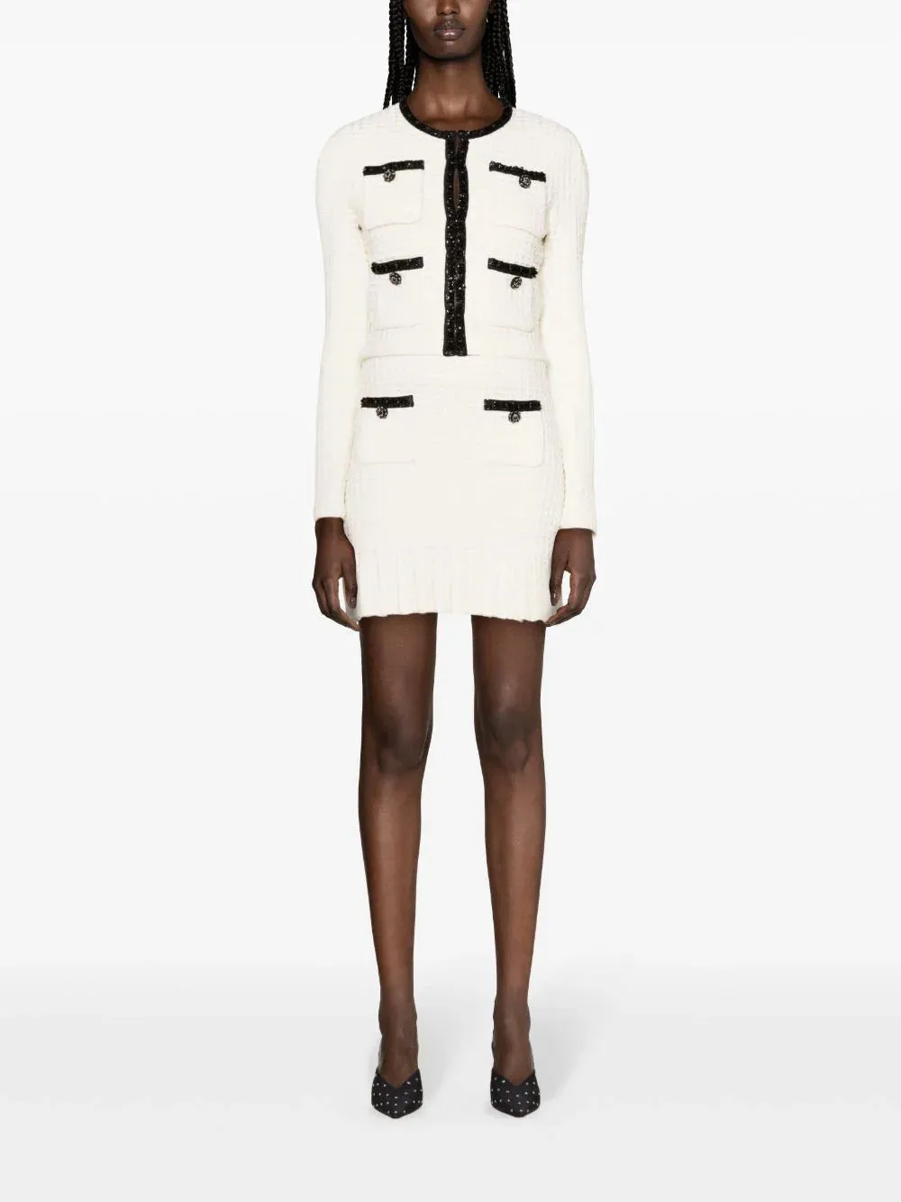waffle-knit cropped jacket