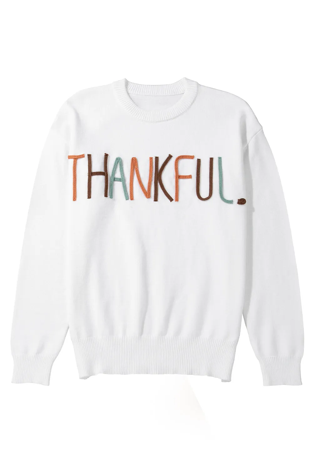 White Thankful Ivory Embroidered Sweater