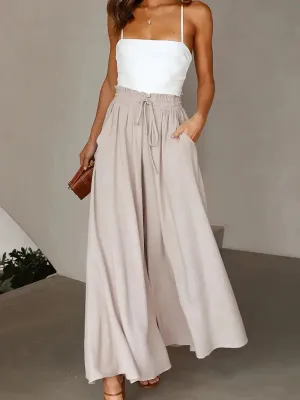 Women's Wide Leg Palazzo Pants / Beige